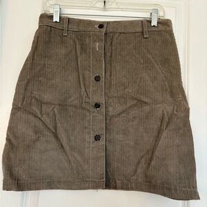 NEW Beige Corduroy A-Line Skirt Button Front Belt Loops High Rise Short Size M